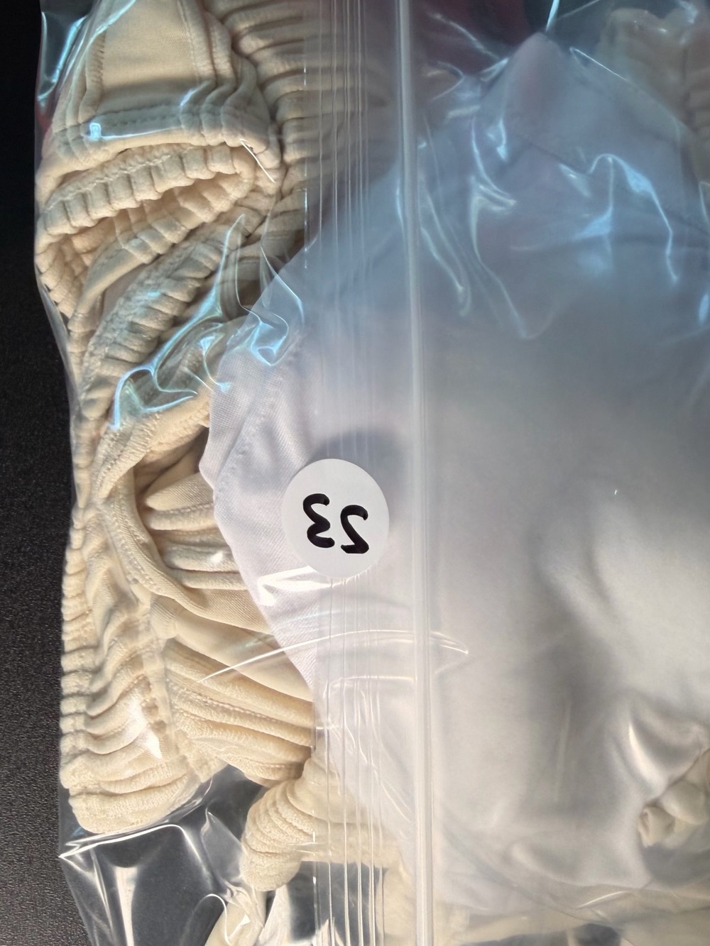 Zaful Cream Ribbed Drawstring Two-Piece Bikini - Picture 9 of 9